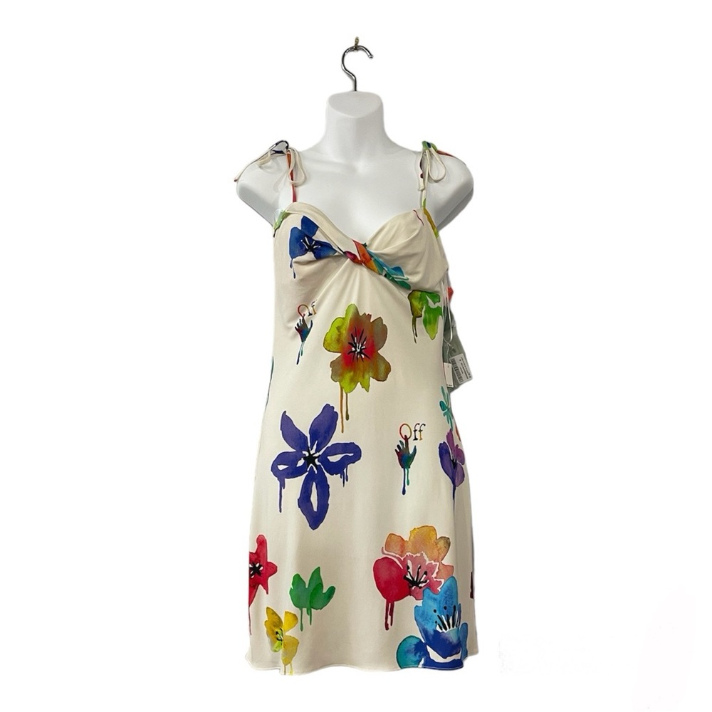 Off-White Floral-Print Sleeveless Dress
